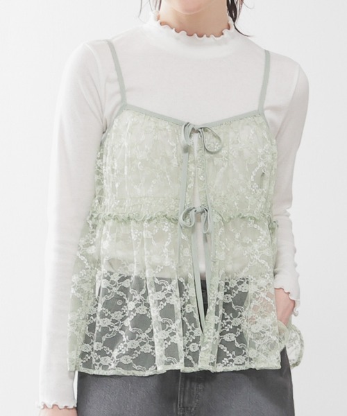Honeys（ハニーズ）の「レースキャミソール（キャミソール・レディース・アイボリー/ブラック/グレー/ミント・L/M/S）」の4枚目の写真
