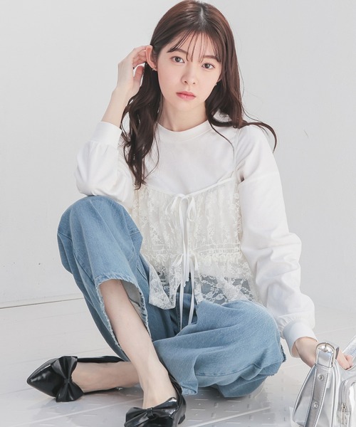 Honeys（ハニーズ）の「レースキャミソール（キャミソール・レディース・アイボリー/ブラック/グレー/ミント・L/M/S）」の7枚目の写真