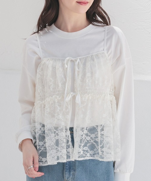 Honeys（ハニーズ）の「レースキャミソール（キャミソール・レディース・アイボリー/ブラック/グレー/ミント・L/M/S）」の8枚目の写真