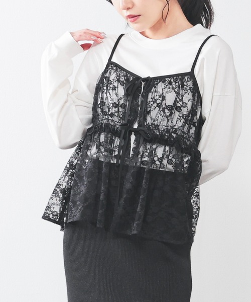 Honeys（ハニーズ）の「レースキャミソール（キャミソール・レディース・アイボリー/ブラック/グレー/ミント・L/M/S）」の10枚目の写真