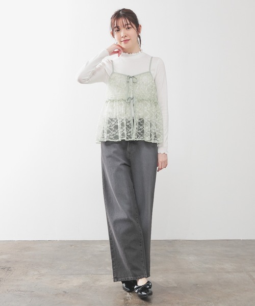 Honeys（ハニーズ）の「レースキャミソール（キャミソール・レディース・アイボリー/ブラック/グレー/ミント・L/M/S）」の11枚目の写真