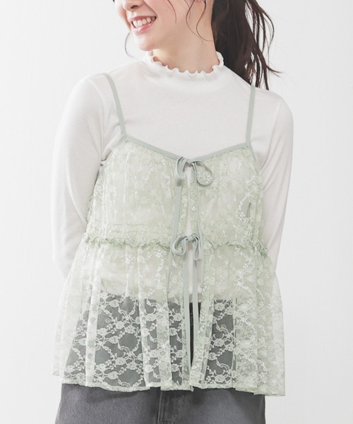 Honeys（ハニーズ）の「レースキャミソール（キャミソール・レディース・アイボリー/ブラック/グレー/ミント・L/M/S）」の12枚目の写真