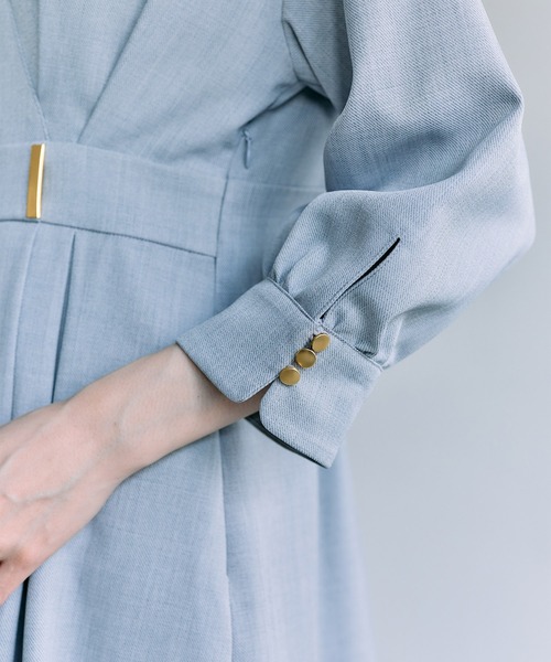 12Twelve Agenda（トゥエルブ　アジェンダ）の「ドライメランジカシュクールシャツワンピース（ワンピース・レディース・ライトグレー/ネイビー・M）」の9枚目の写真