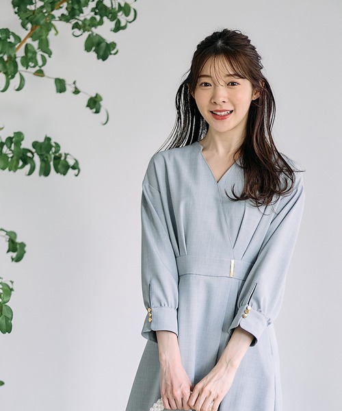 12Twelve Agenda（トゥエルブ　アジェンダ）の「ドライメランジカシュクールシャツワンピース（ワンピース・レディース・ライトグレー/ネイビー・M）」の8枚目の写真