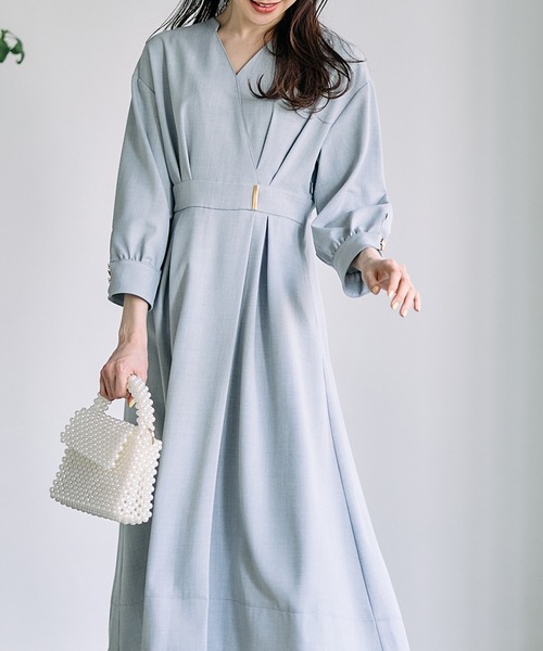 12Twelve Agenda（トゥエルブ　アジェンダ）の「ドライメランジカシュクールシャツワンピース（ワンピース・レディース・ライトグレー/ネイビー・M）」の7枚目の写真