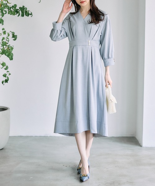 12Twelve Agenda（トゥエルブ　アジェンダ）の「ドライメランジカシュクールシャツワンピース（ワンピース・レディース・ライトグレー/ネイビー・M）」の4枚目の写真