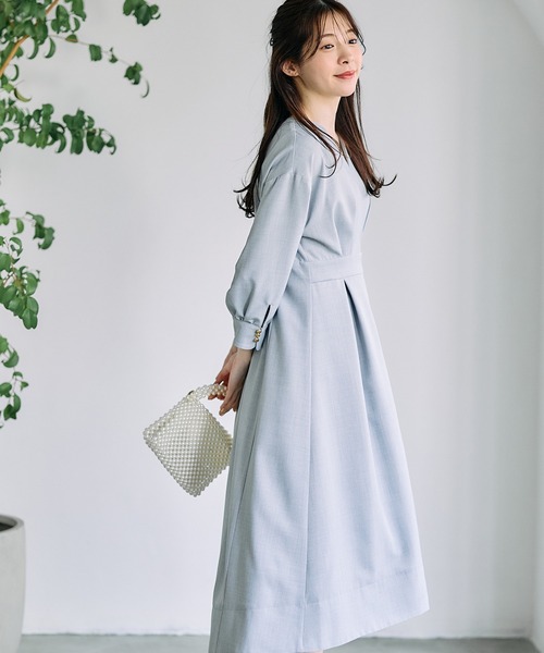 12Twelve Agenda（トゥエルブ　アジェンダ）の「ドライメランジカシュクールシャツワンピース（ワンピース・レディース・ライトグレー/ネイビー・M）」の6枚目の写真