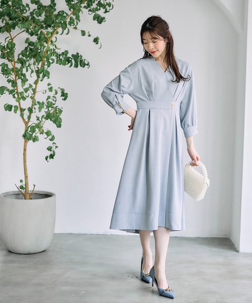 12Twelve Agenda（トゥエルブ　アジェンダ）の「ドライメランジカシュクールシャツワンピース（ワンピース・レディース・ライトグレー/ネイビー・M）」の11枚目の写真