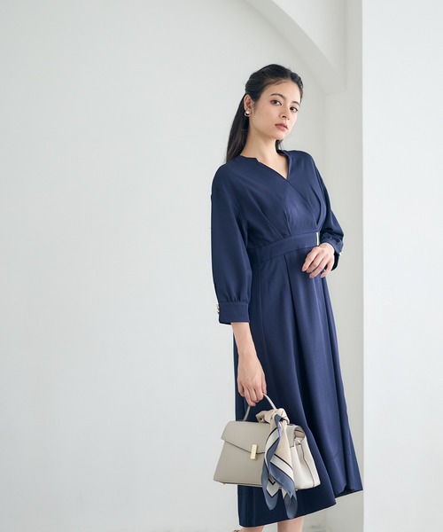 12Twelve Agenda（トゥエルブ　アジェンダ）の「ドライメランジカシュクールシャツワンピース（ワンピース・レディース・ライトグレー/ネイビー・M）」の17枚目の写真