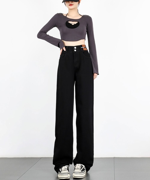 セール】blackdia ocean ハイウエストワイドデニム（デニム