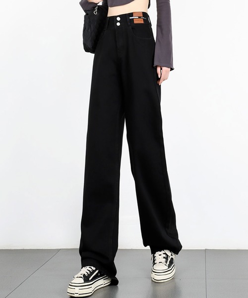 ohga HIGHWEST PANT ハイウエストパンツ　ブラック 50C VELVET HEM RIB PANTS – THE SHOP YOHJI YAMAMOTO