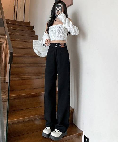 blackdia ocean（ブラックダイヤオーシャン）の「blackdia ocean ハイウエストワイドデニム（デニムパンツ・レディース・ダークグレー/ライトブルー/ブラック/ブルー・X-SMALL/LARGE/MEDIUM/SMALL）」の10枚目の写真