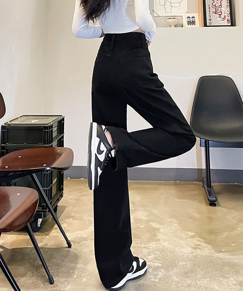 【LENINA】KINSLEY ワイド ウォッシュデニムパンツ ブラック KINSLEY Wide Washing Denim Pants - Light blue – Lenina US
