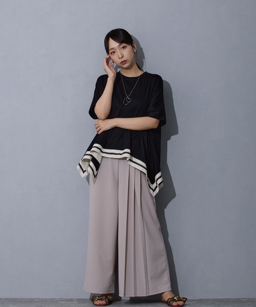 NICOLE white（ニコルホワイト）の「アシンメトリープリーツパンツ（その他パンツ・レディース・チャコール/ブラック/グレー・FREE）」の18枚目の写真