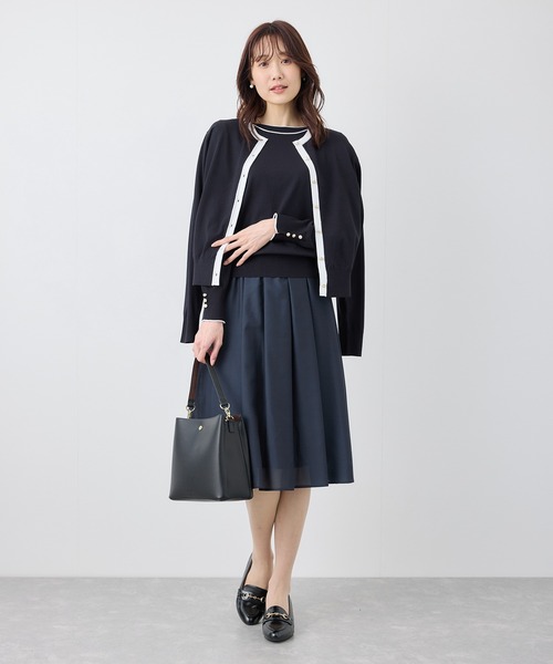 ROPE' PICNIC(ロペピクニック)の「ライン入りクルーネックニットカーディガン/アンチピリング・洗濯機OK(カーディガン/ボレロ・レディース・ネイビー/ライトグレー/オフホワイト・38)」の17枚目の写真