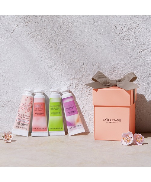 L'OCCITANE（ロクシタン）の「【数量限定ギフト】ハンドクリーム GIFT WITH HAPPINESS ミニサイズのハンドクリーム4本 ギフトセット ショッパーバッグ付き（ボディケアキット/ギフトセット・レディース・その他・FREE）」の2枚目の写真