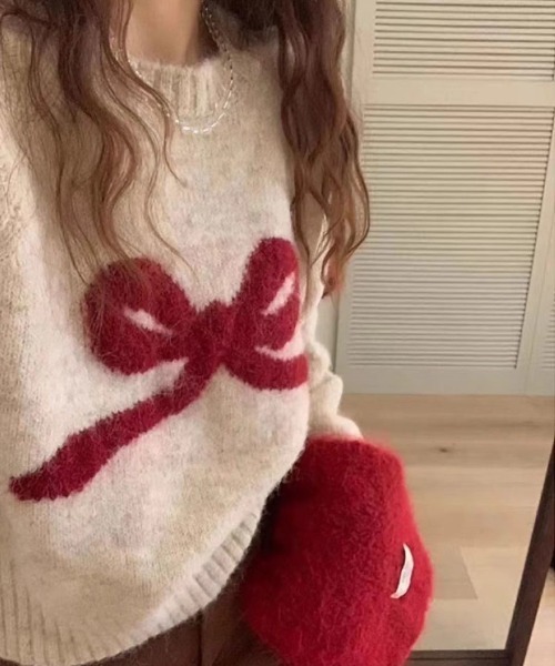 RED VALENTINO ふんわりティアードフリルのお袖ラベンダーニット RED VALENTINO ふんわりティアードフリルのお袖ラベンダーニット