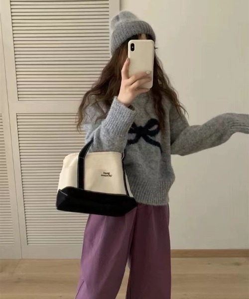 専用❤みかん♥もっちりニット★ひんやり冷感タオル♥リボン リボンモチーフニット[品番：AZLW0022931]｜AZUL BY MOUSSY