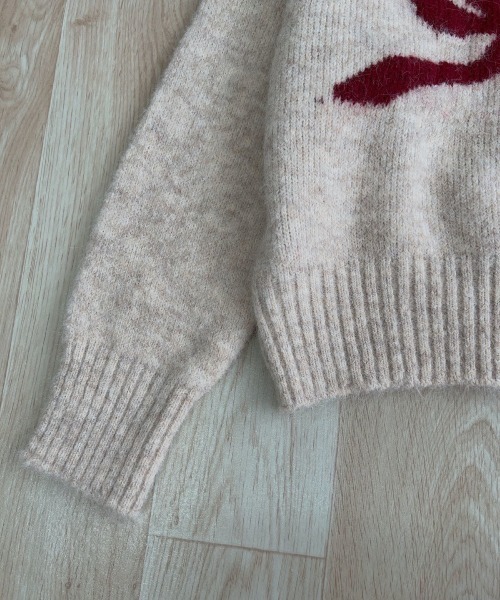 専用❤みかん❤ニット×6重ガーゼ⭐ハーフハンカチ❤リボン＆牛柄