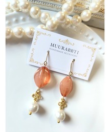 【MUURABBTI】マーブルビーズとコットンパールのピアス(MA)