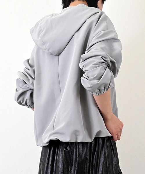 STYLEBLOCK（スタイルブロック）の「ソフトグログランフード付きプルオーバー（シャツ/ブラウス・レディース・ブラック/アイボリー/グレー・M）」の6枚目の写真