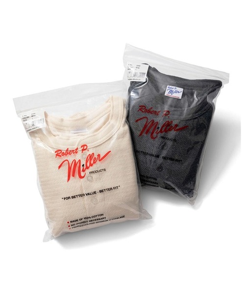 MILLER（ミラー）の「R.P.miller/ミラー Waffle Henley Long Sleeve Tee ワッフル ヘンリーネック 長袖Tシャツ サーマル ロンT（Tシャツ/カットソー・メンズ・ホワイト/グレー・M/L/LL）」の4枚目の写真