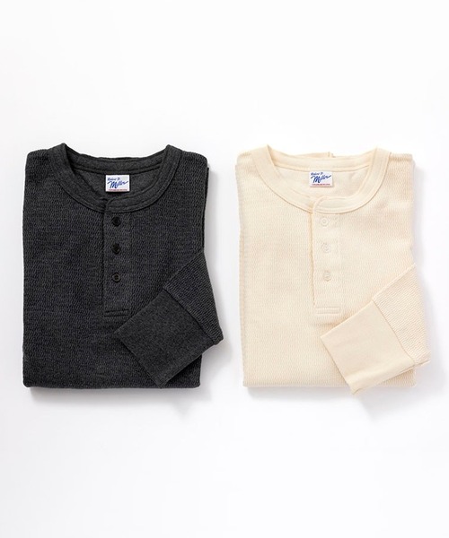 MILLER（ミラー）の「R.P.miller/ミラー Waffle Henley Long Sleeve Tee ワッフル ヘンリーネック 長袖Tシャツ サーマル ロンT（Tシャツ/カットソー・メンズ・ホワイト/グレー・M/L/LL）」の3枚目の写真