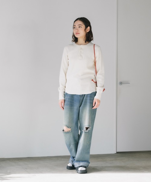 R.P.miller/ミラー Waffle Henley Long Sleeve Tee ワッフル