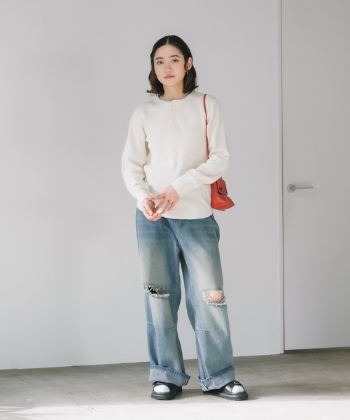 R.P.miller/ミラー Waffle Henley Long Sleeve Tee ワッフル ヘンリー