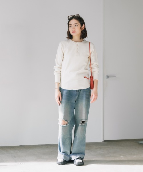 R.P.miller/ミラー Waffle Henley Long Sleeve Tee ワッフル ヘンリー