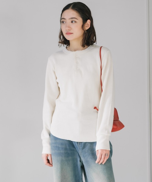 MILLER（ミラー）の「R.P.miller/ミラー Waffle Henley Long Sleeve Tee ワッフル ヘンリーネック 長袖Tシャツ サーマル ロンT（Tシャツ/カットソー・メンズ・ホワイト/グレー・M/L/LL）」の12枚目の写真