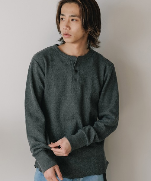 R.P.miller/ミラー Waffle Henley Long Sleeve Tee ワッフル ヘンリー
