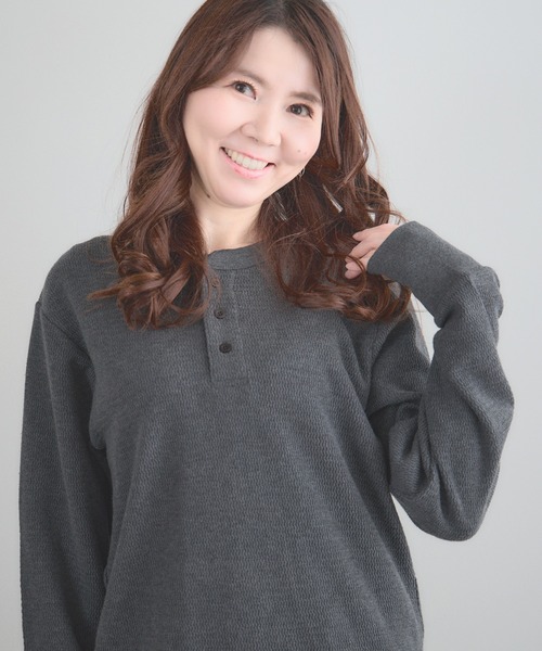 R.P.miller/ミラー Waffle Henley Long Sleeve Tee ワッフル ヘンリー