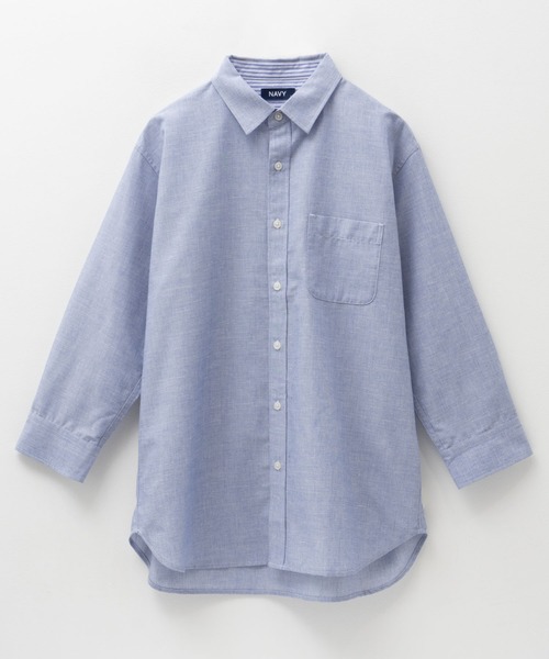 NAVY（ネイビー）の「NAVY COOLMAX リネン七分袖シャツ（シャツ/ブラウス・メンズ・オフホワイト/ブラック/ブルー系その他/ネイビー・S/M/L/XL）」の4枚目の写真