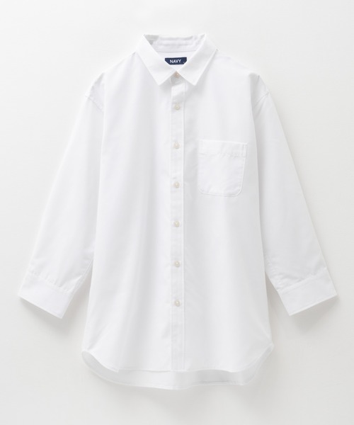 NAVY（ネイビー）の「NAVY COOLMAX リネン七分袖シャツ（シャツ/ブラウス・メンズ・オフホワイト/ブラック/ブルー系その他/ネイビー・S/M/L/XL）」の2枚目の写真