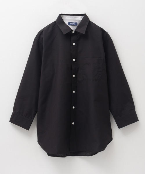 NAVY（ネイビー）の「NAVY COOLMAX リネン七分袖シャツ（シャツ/ブラウス・メンズ・オフホワイト/ブラック/ブルー系その他/ネイビー・S/M/L/XL）」の3枚目の写真