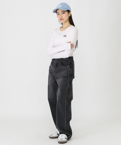 MUCENT(ムセント)の「MUCENT/CROPシャーリングロングスリーブ(Tシャツ/カットソー・レディース・ホワイト・FREE)」の6枚目の写真