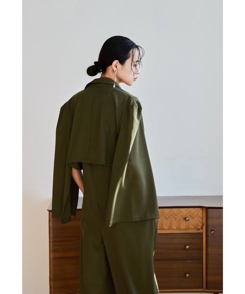 niana（ニアナ）の「プラクティカルショートジャケットセットアップ 2点セット パンツドレス オールインワン 結婚式 同窓会 入学式 卒業式 セレモニー パーティードレス オケージョンドレス お呼ばれ（パンツドレス・レディース・カーキ/キャメル/ブラック・L/M/S）」の8枚目の写真