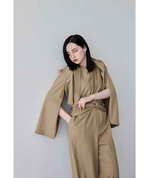 niana（ニアナ）の「プラクティカルショートジャケットセットアップ 2点セット パンツドレス オールインワン 結婚式 同窓会 入学式 卒業式 セレモニー パーティードレス オケージョンドレス お呼ばれ（パンツドレス・レディース・カーキ/キャメル/ブラック・L/M/S）」の10枚目の写真