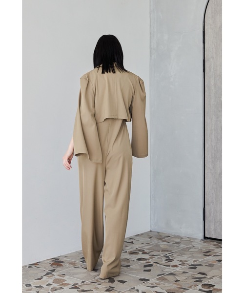 niana（ニアナ）の「プラクティカルショートジャケットセットアップ 2点セット パンツドレス オールインワン 結婚式 同窓会 入学式 卒業式 セレモニー パーティードレス オケージョンドレス お呼ばれ（パンツドレス・レディース・カーキ/キャメル/ブラック・L/M/S）」の14枚目の写真