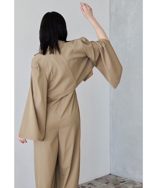 niana（ニアナ）の「プラクティカルショートジャケットセットアップ 2点セット パンツドレス オールインワン 結婚式 同窓会 入学式 卒業式 セレモニー パーティードレス オケージョンドレス お呼ばれ（パンツドレス・レディース・カーキ/キャメル/ブラック・L/M/S）」の15枚目の写真