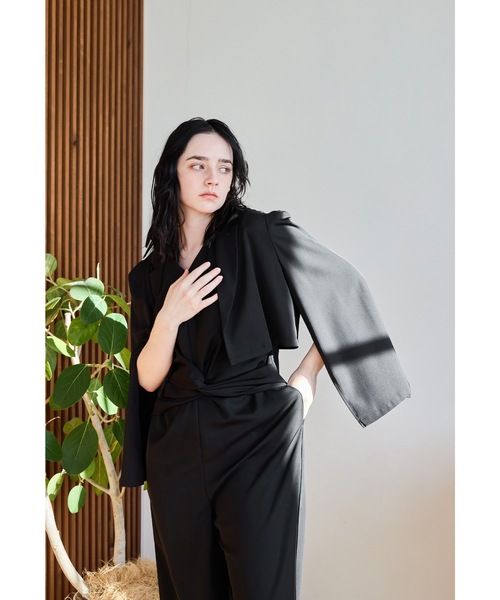 niana（ニアナ）の「プラクティカルショートジャケットセットアップ 2点セット パンツドレス オールインワン 結婚式 同窓会 入学式 卒業式 セレモニー パーティードレス オケージョンドレス お呼ばれ（パンツドレス・レディース・カーキ/キャメル/ブラック・L/M/S）」の18枚目の写真