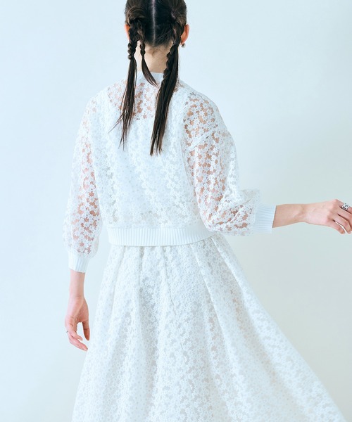 セール】【セットアップ対応】プチフラワー刺繍カーディガン