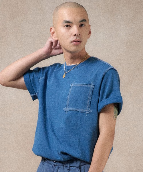 Hub&Spoke(ハブアンドスポーク)の「HUB&SPOKE ポケ Tee(Tシャツ/カットソー・メンズ・ダークインディゴブルー/ライトインディゴブルー/インディゴブルー・X-LARGE/LARGE/MEDIUM)」の3枚目の写真