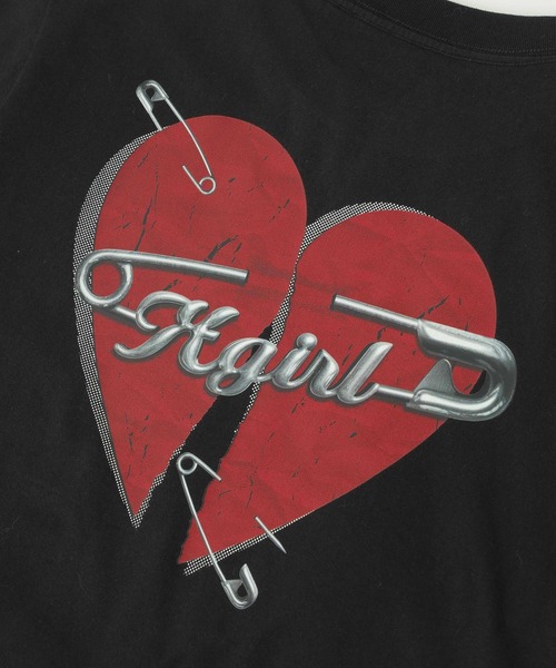 X-girl(エックスガール)の「SAFETY PIN AND HEART LOGO S/S TEE(Tシャツ/カットソー・レディース・ホワイト/ブラック・S/M/L)」の7枚目の写真