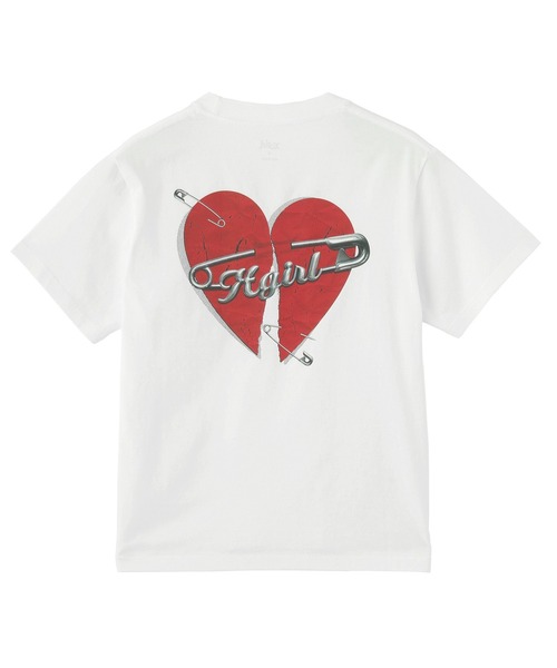 X-girl(エックスガール)の「SAFETY PIN AND HEART LOGO S/S TEE(Tシャツ/カットソー・レディース・ホワイト/ブラック・S/M/L)」の16枚目の写真