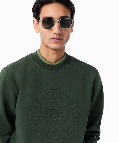 LACOSTE(ラコステ)の「トーン・オン・トーンローレルステッチダブルフェイスクルーネックスウェット(スウェット・メンズ・ダークグリーン/ホワイト・2/3/4/5)」の18枚目の写真