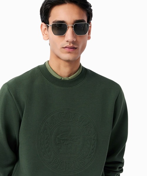 LACOSTE(ラコステ)の「トーン・オン・トーンローレルステッチダブルフェイスクルーネックスウェット(スウェット・メンズ・ダークグリーン/ホワイト・2/3/4/5)」の4枚目の写真