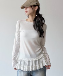 UNE MANSION | ベリーティアードフリルシャーリングレイヤードTシャツカットソー(Tシャツ/カットソー)