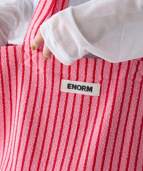 forksy.（フォルクシー）の「【forksy.】カラーストライプ パイル地 トートバッグ（トートバッグ・レディース・アイボリー/ブルー/ピンク/アイボリー系/ブラック/ネイビー・FREE）」の15枚目の写真